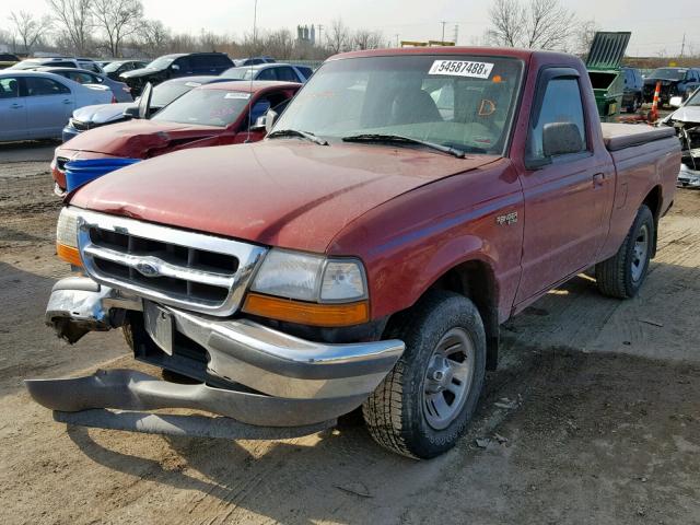 1FTYR10C7WUB60466 - 1998 FORD RANGER MAROON photo 2