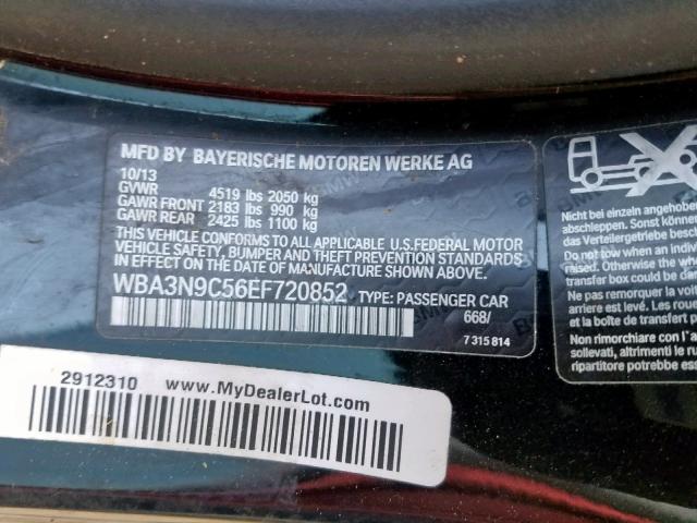 WBA3N9C56EF720852 - 2014 BMW 428 XI BLACK photo 10