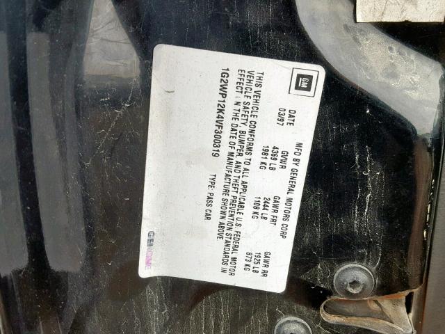 1G2WP12K4VF300319 - 1997 PONTIAC GRAND PRIX BLACK photo 10