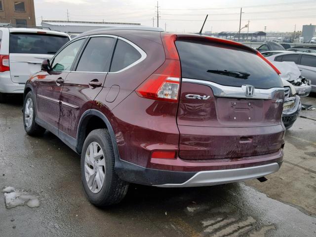 2HKRM4H7XGH608500 - 2016 HONDA CR-V EXL MAROON photo 3