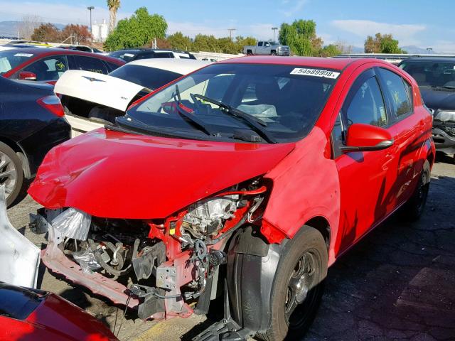 JTDKDTB37G1131016 - 2016 TOYOTA PRIUS C RED photo 2