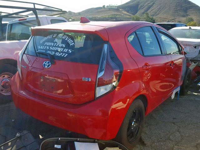 JTDKDTB37G1131016 - 2016 TOYOTA PRIUS C RED photo 4