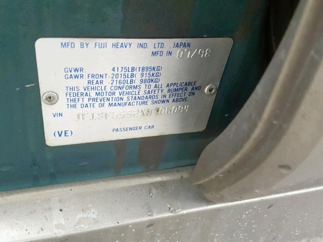 JF1SF6552XH706094 - 1999 SUBARU FORESTER S GREEN photo 10