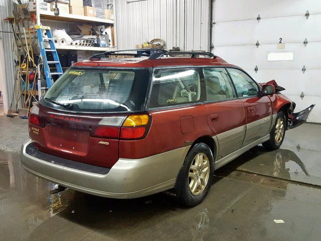 4S3BH686827622224 - 2002 SUBARU LEGACY OUT RED photo 4