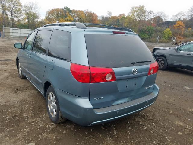 5TDZK22C78S190229 - 2008 TOYOTA SIENNA XLE BLUE photo 3