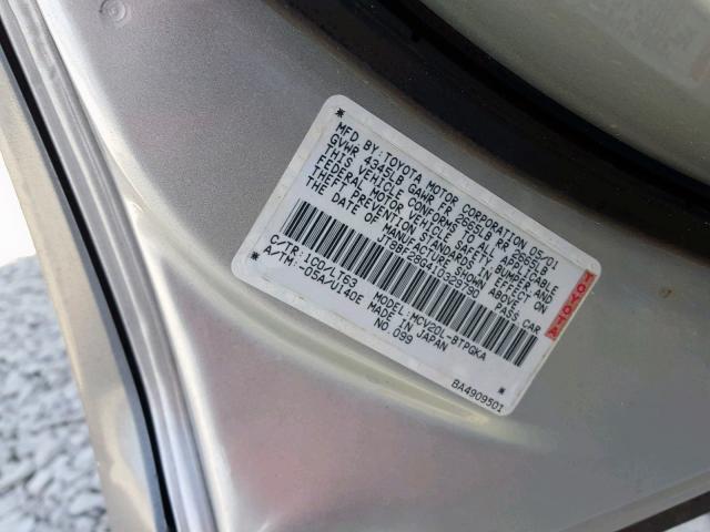 JT8BF28G410329790 - 2001 LEXUS ES 300 GRAY photo 10