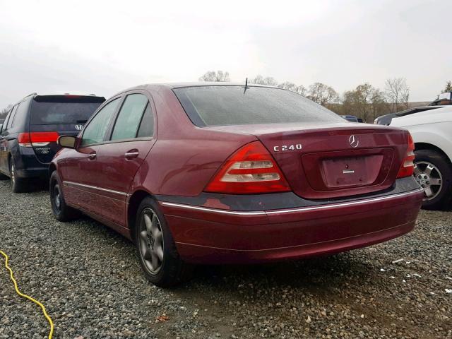 WDBRF61J43E011007 - 2003 MERCEDES-BENZ C 240 BURGUNDY photo 3