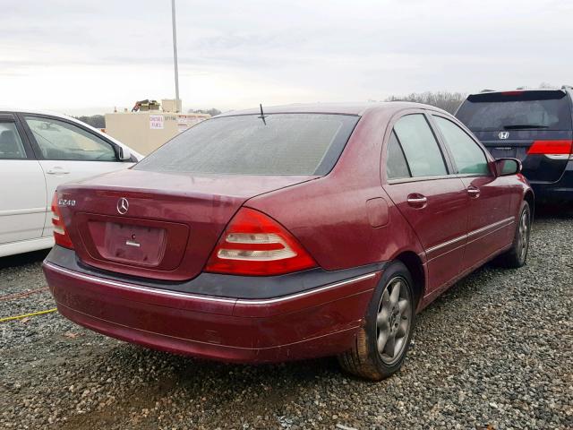 WDBRF61J43E011007 - 2003 MERCEDES-BENZ C 240 BURGUNDY photo 4