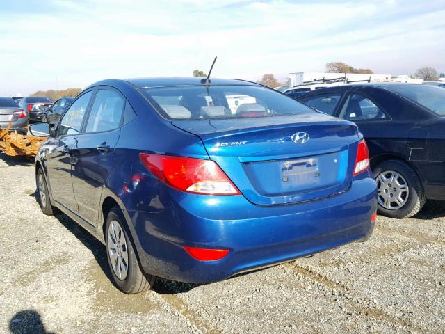 KMHCT4AE9GU041909 - 2016 HYUNDAI ACCENT SE BLUE photo 3