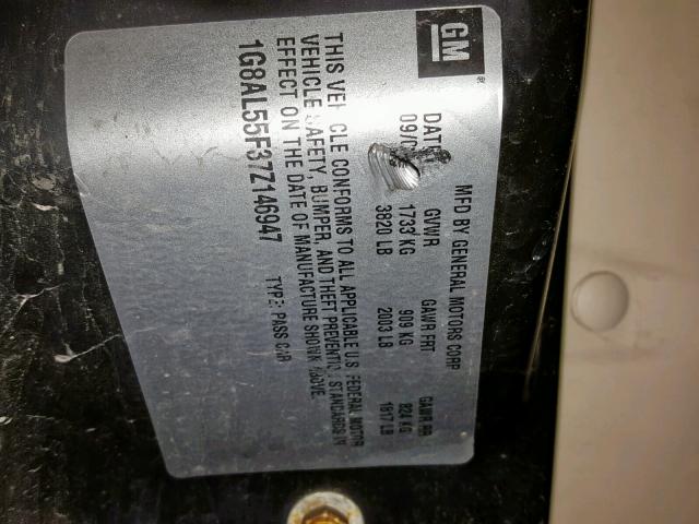 1G8AL55F37Z146947 - 2007 SATURN ION LEVEL RED photo 10