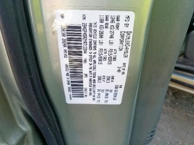 2B4GP45R2YR713344 - 2000 DODGE CARAVAN SE GREEN photo 10