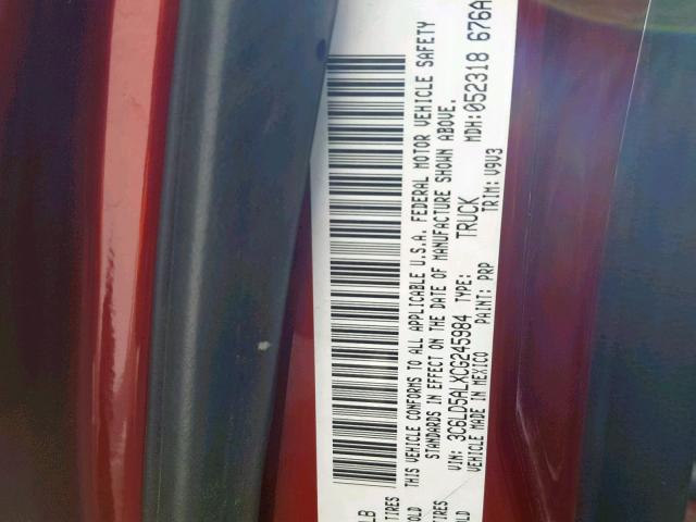 3C6LD5ALXCG245984 - 2012 DODGE RAM 2500 S MAROON photo 10