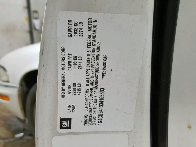 1G4CU541334165583 - 2003 BUICK PARK AVENU WHITE photo 10