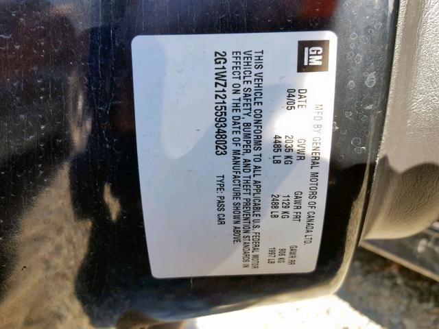 2G1WZ121559348023 - 2005 CHEVROLET MONTE CARL 黑色 照片 10