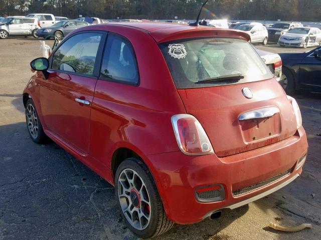 3C3CFFBR5CT131365 - 2012 FIAT 500 SPORT RED photo 3