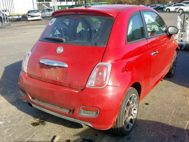 3C3CFFBR5CT131365 - 2012 FIAT 500 SPORT RED photo 4