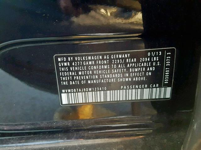 WVWDB7AJ9DW123410 - 2013 VOLKSWAGEN GOLF 黑色 照片 10