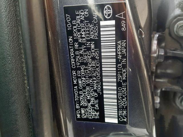 JTKKU10458J014951 - 2008 SCION XD GRAY photo 10