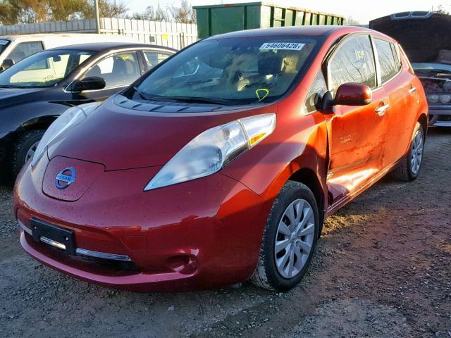 1N4AZ0CP9FC330218 - 2015 NISSAN LEAF S RED photo 2