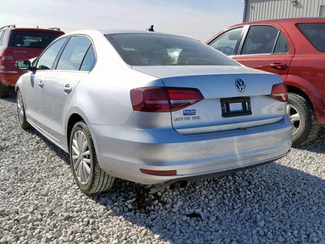 3VWL17AJ9GM310517 - 2016 VOLKSWAGEN JETTA SEL SILVER photo 3