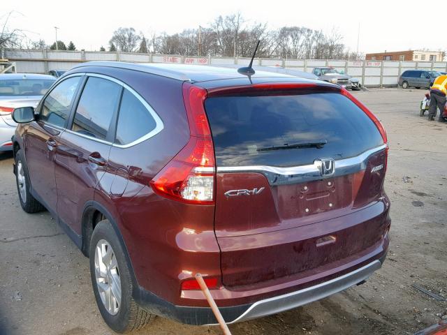 5J6RM4H70GL072288 - 2016 HONDA CR-V EXL BURGUNDY photo 3