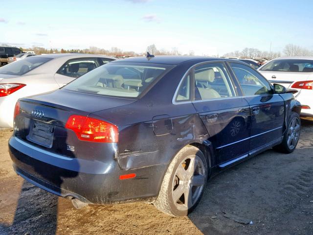 WAUDH78E38A154739 - 2008 AUDI A4 3.2 QUA BLUE photo 4