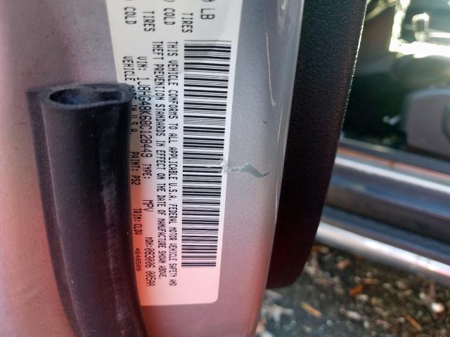 1J8HG48K68C128449 - 2008 JEEP COMMANDER ვერცხლისფერი ფოტო 10