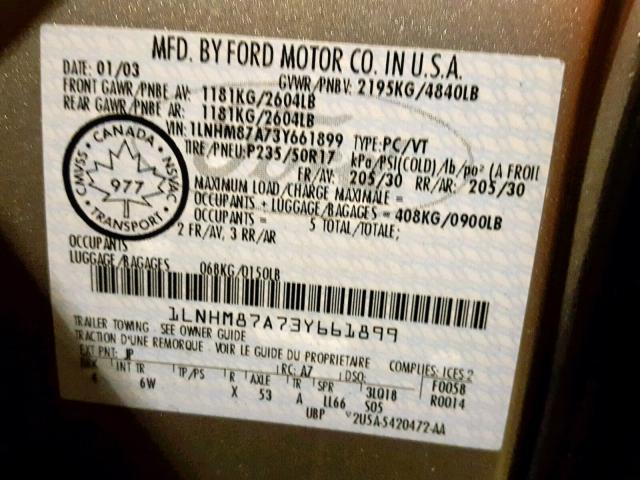 1LNHM87A73Y661899 - 2003 LINCOLN LS SILVER photo 10