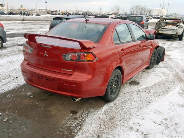 JA32U8FW6AU605365 - 2010 MITSUBISHI LANCER GTS RED photo 4