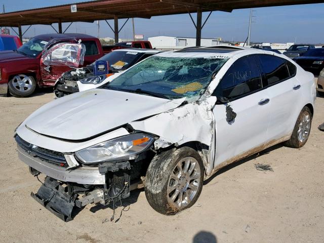 1C3CDFCA3DD107300 - 2013 DODGE DART LIMIT WHITE photo 2