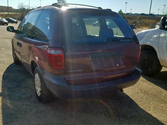 1C4GJ25B21B277174 - 2001 CHRYSLER VOYAGER MAROON photo 3