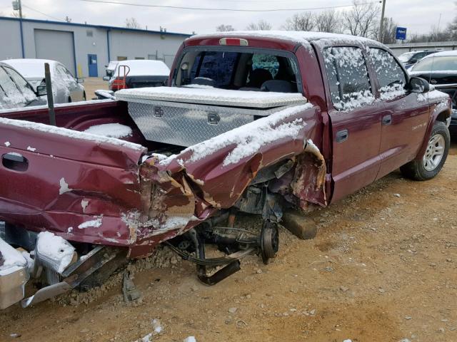 1B7HL48X12S578375 - 2002 DODGE DAKOTA QUA MAROON photo 4