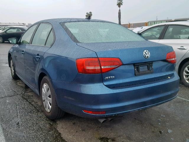 3VW2K7AJ5FM410167 - 2015 VOLKSWAGEN JETTA BASE Կապույտ լուսանկար 3