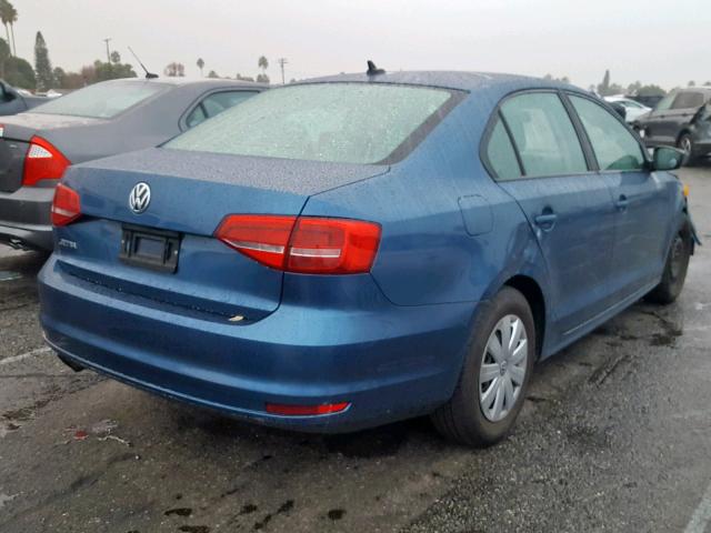 3VW2K7AJ5FM410167 - 2015 VOLKSWAGEN JETTA BASE Կապույտ լուսանկար 4