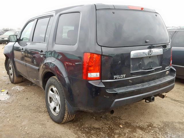 5FNYF4H28BB078514 - 2011 HONDA PILOT LX BLACK photo 3