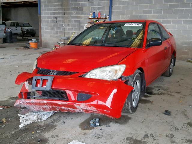 1HGEM22135L015269 - 2005 HONDA CIVIC DX V RED photo 2