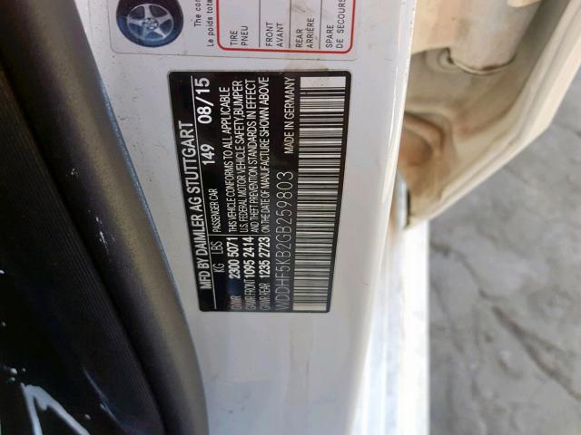 WDDHF5KB2GB259803 - 2016 MERCEDES-BENZ E 350 WHITE photo 10