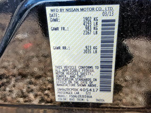 1N4AZ0CP0DC405417 - 2013 NISSAN LEAF S BLACK photo 10