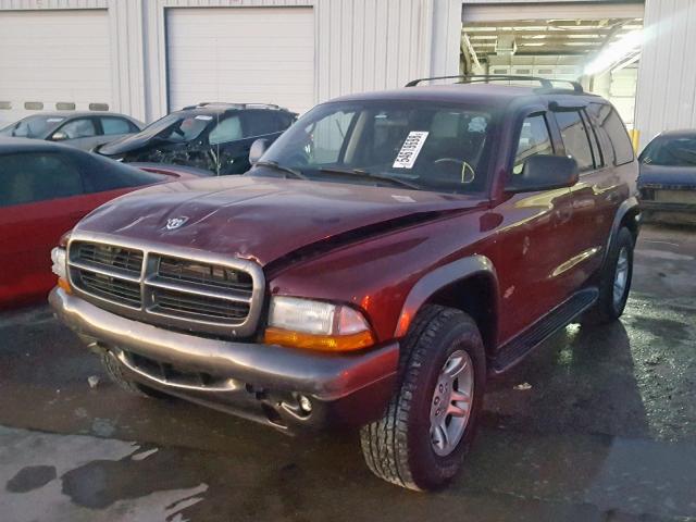 1B4HS38N42F180370 - 2002 DODGE DURANGO SP BURGUNDY photo 2