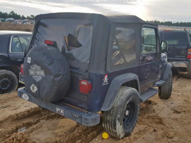 1J4FA39S54P762437 - 2004 JEEP WRANGLER X BLUE photo 4