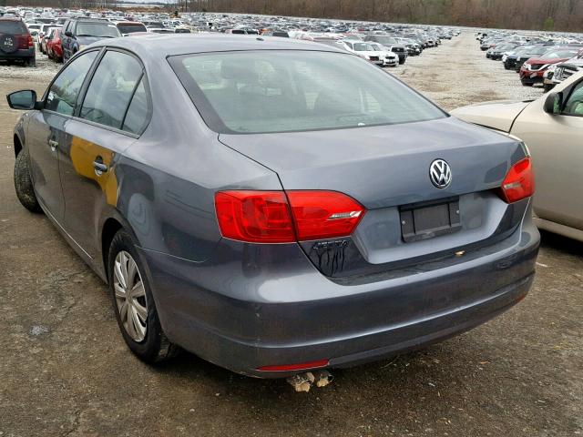 3VW2K7AJ6EM354156 - 2014 VOLKSWAGEN JETTA BASE GRAY photo 3