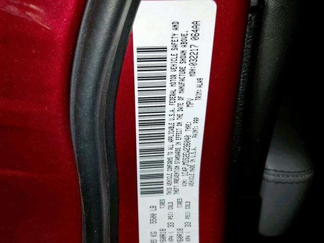 1C4PJMDS2EW236040 - 2014 JEEP CHEROKEE L RED photo 10