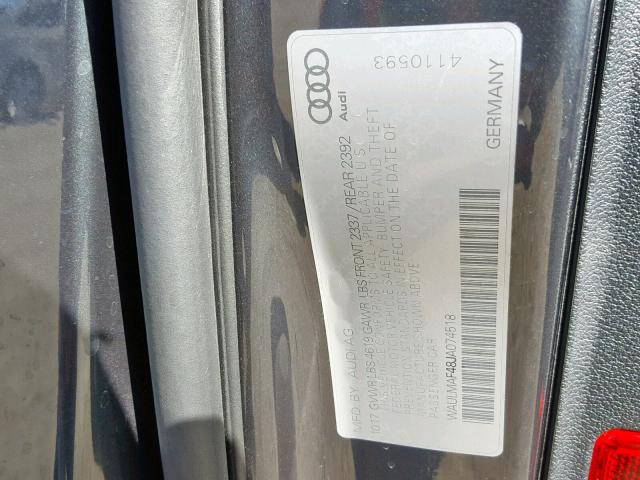 WAULMAF48JA074518 - 2018 AUDI A4 ULTRA P GRAY photo 10