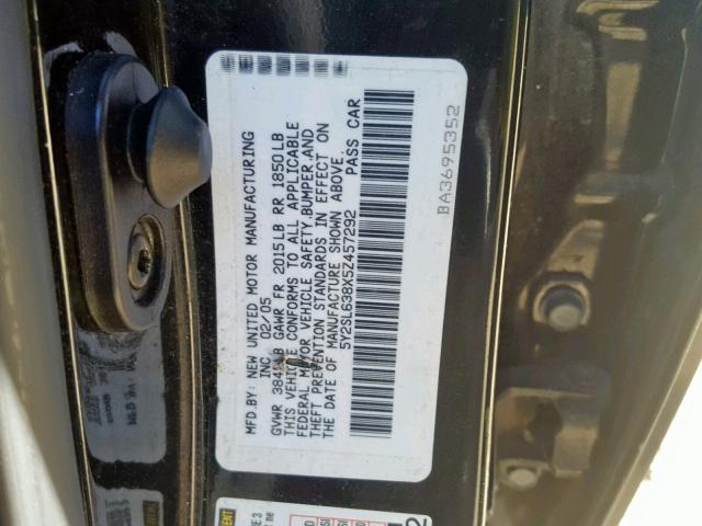 5Y2SL638X5Z457292 - 2005 PONTIAC VIBE BLACK photo 10