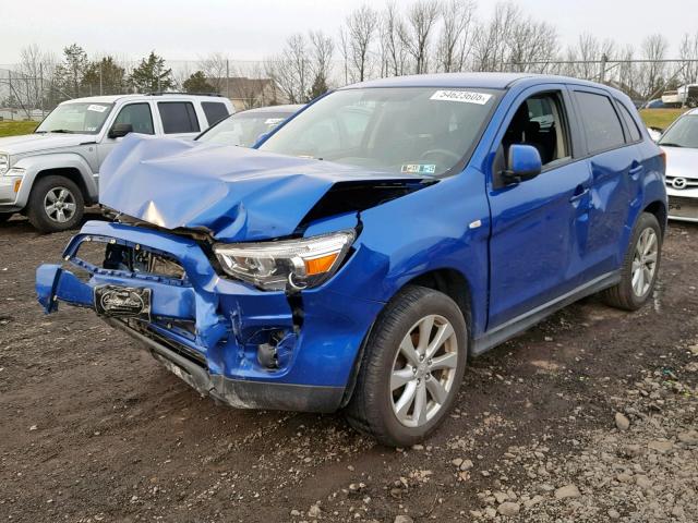 4A4AR3AU2FE022602 - 2015 MITSUBISHI OUTLANDER BLUE photo 2