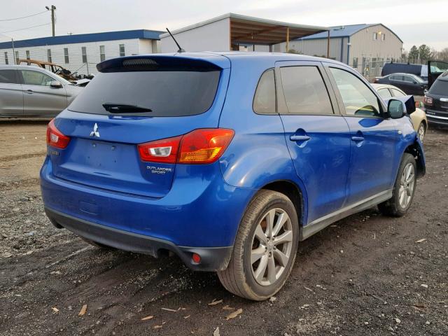 4A4AR3AU2FE022602 - 2015 MITSUBISHI OUTLANDER BLUE photo 4