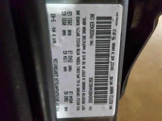 2B3HD46R34H661058 - 2004 DODGE INTREPID S 灰色 照片 10