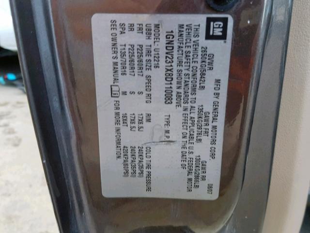 1GNDV231X8D110083 - 2008 CHEVROLET UPLANDER L Boz foto 10