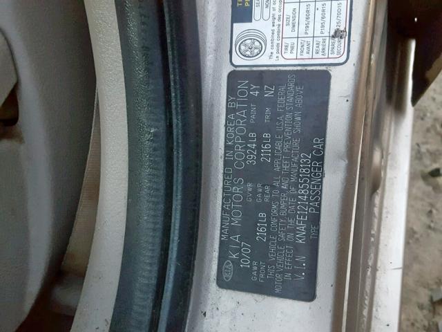 KNAFE121485518132 - 2008 KIA SPECTRA EX TAN photo 10