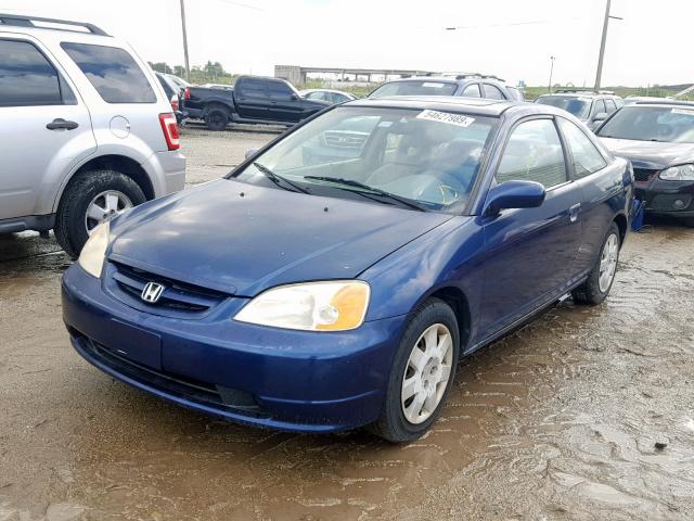 1HGEM229X2L105620 - 2002 HONDA CIVIC EX BLUE photo 2